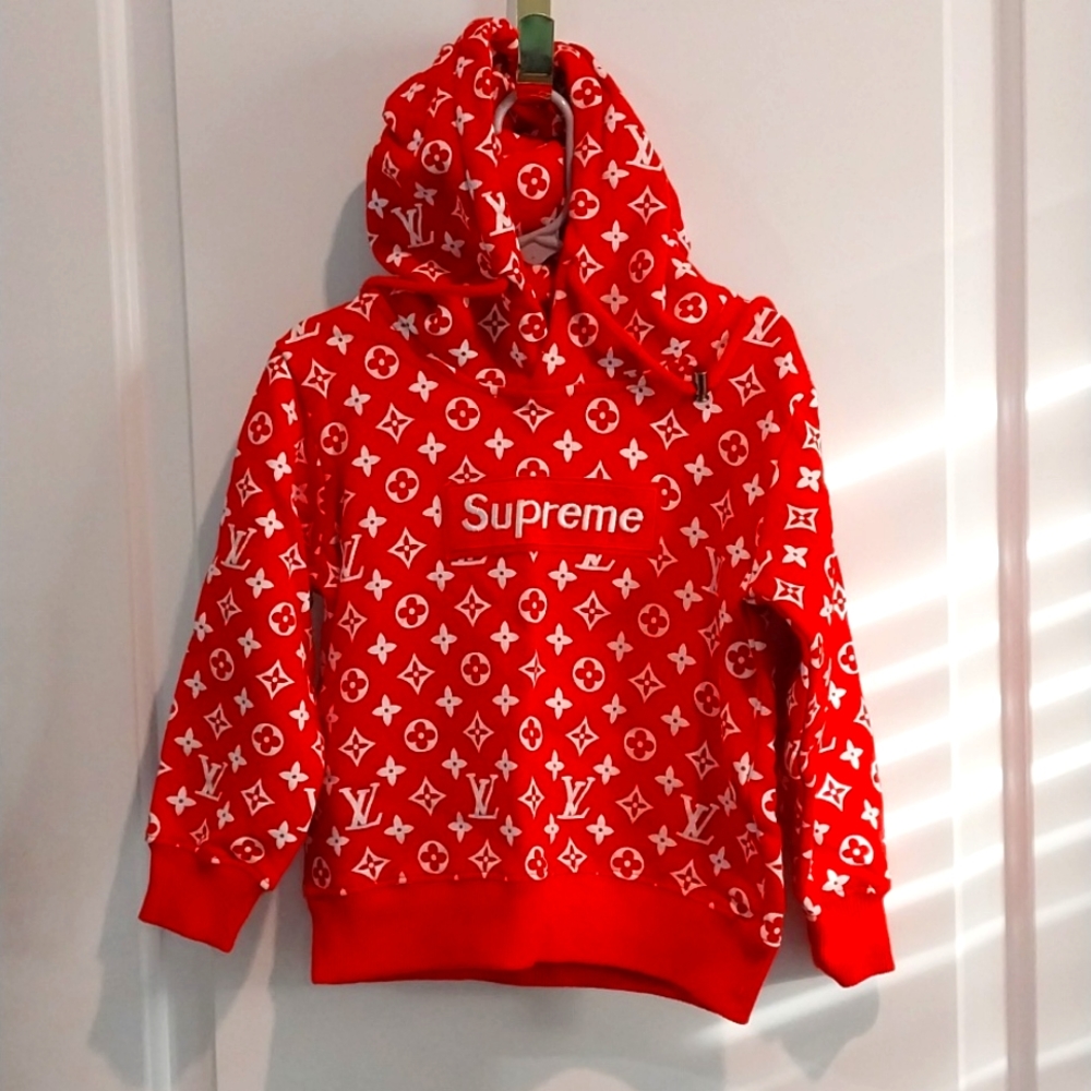 Louis Vuitton Supreme Hoodie - Red Kids Size 4-5